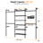 64.6''-96.9'' Wide Metal Pipe Clothing Rack Wall Mounted With 6 Wire Shelving Units & 4 Telescopic Rods-129890817