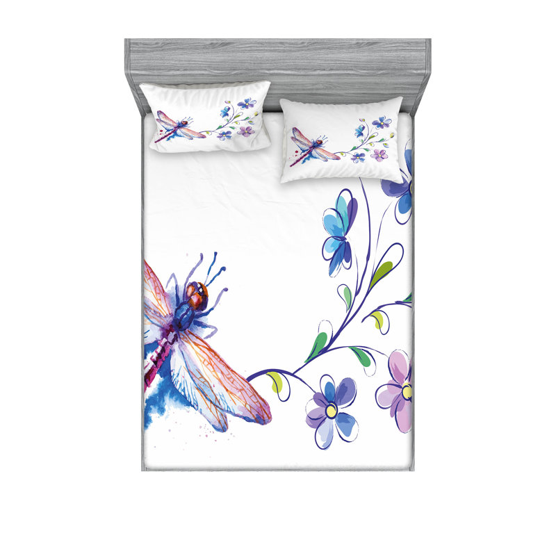 Drap-housse et coussin décoratif Ambesonne - vert, mauve et bleu, King Sheet Set + 5 Additional Pieces