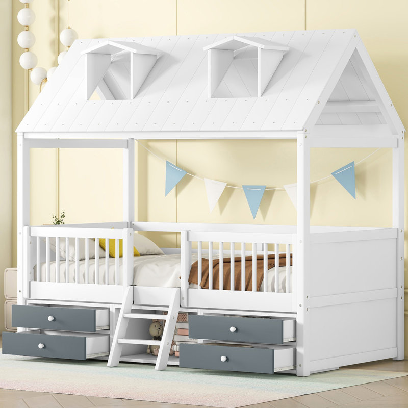 Lit de jour WO-LPxxx4-bar-65aak, Blanc / gris, Lit simple