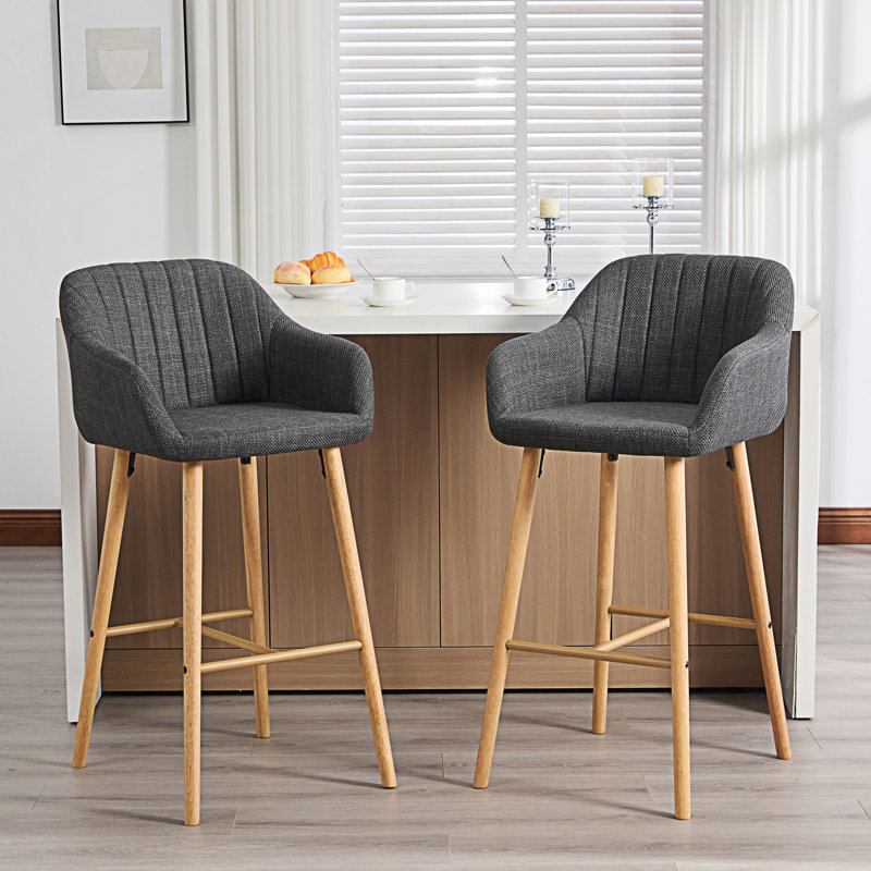 Ensemble de 2 tabourets de bar modernes, chaises hautes pour îlot de cuisine avec dossier, Noir