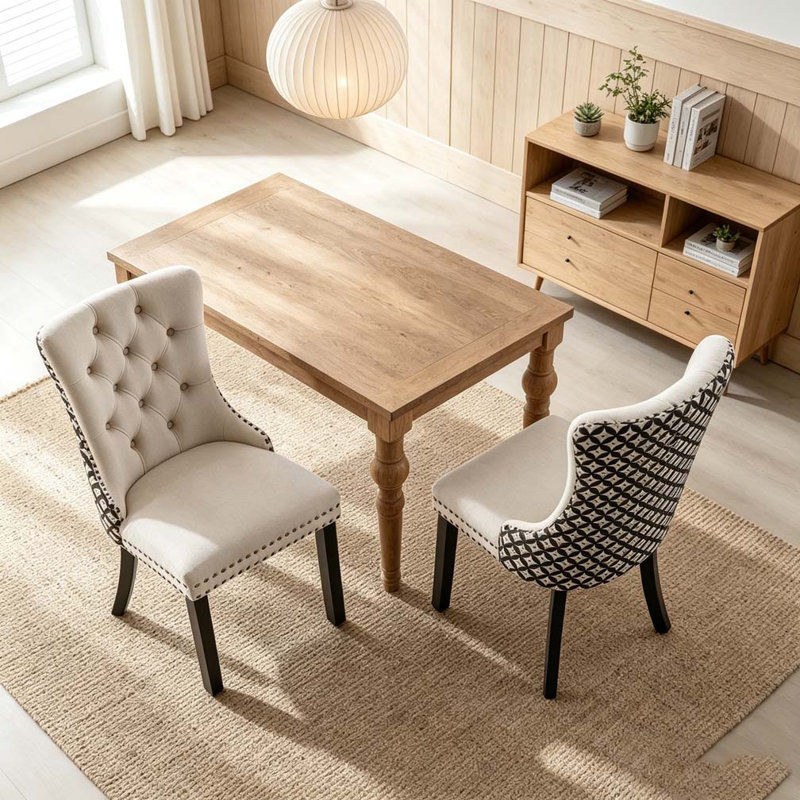 Chaises de salle à manger en velours classique, Beige