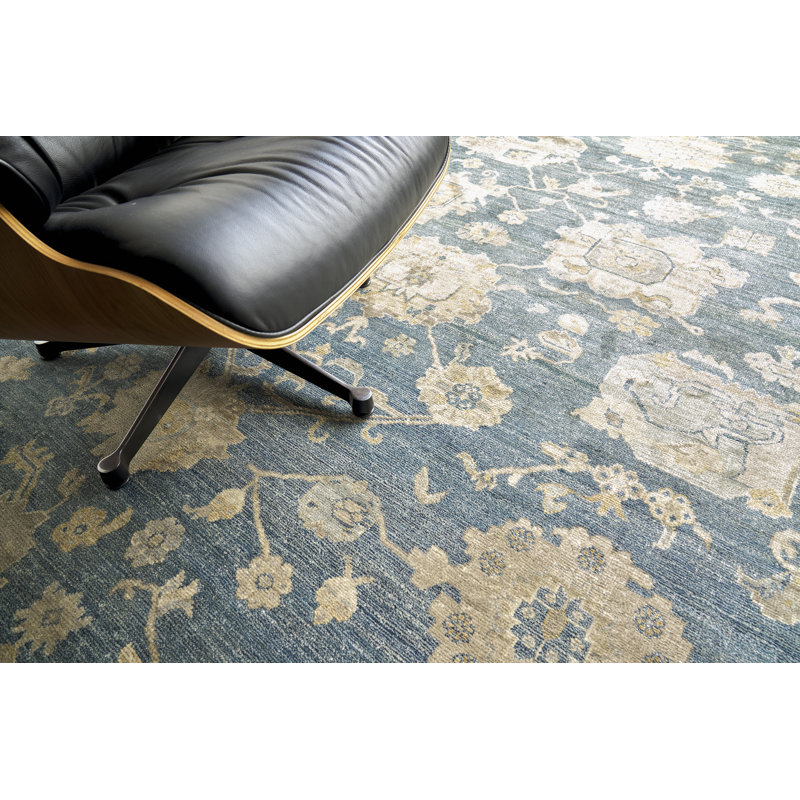 Museum Oriental Area Rug in Medium Blue, Rectangle 9' x 12'