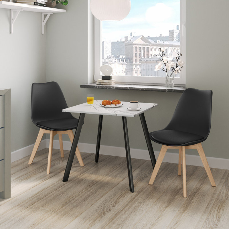 2 - Person Dining Set, White Marble / Grey