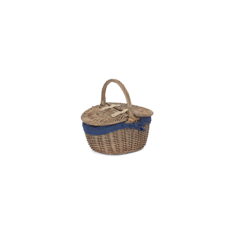 Bay Isle Home Small Antique Wash Finish Oval Wicker Picnic Baske Wicker Decorative Basket