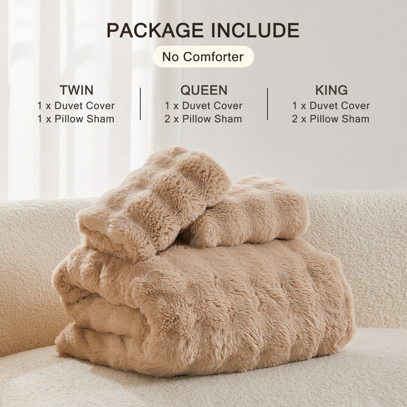 EMME Luxury Elegant Shaggy Bubble Bedding Sets，Faux Fur Duvet Cover  , 2/3 Pieces Soft Fluffy Comforter Cover, Cozy Warm for Winter
