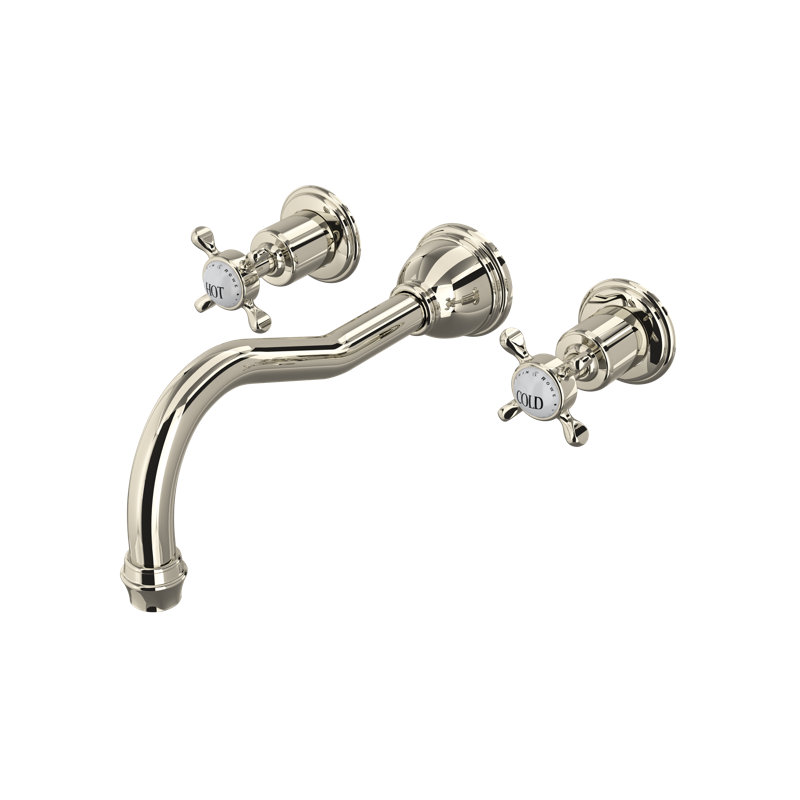 Edwardian™ Wall Mount Tub Spout, Polished Nickel, With Cross Handles