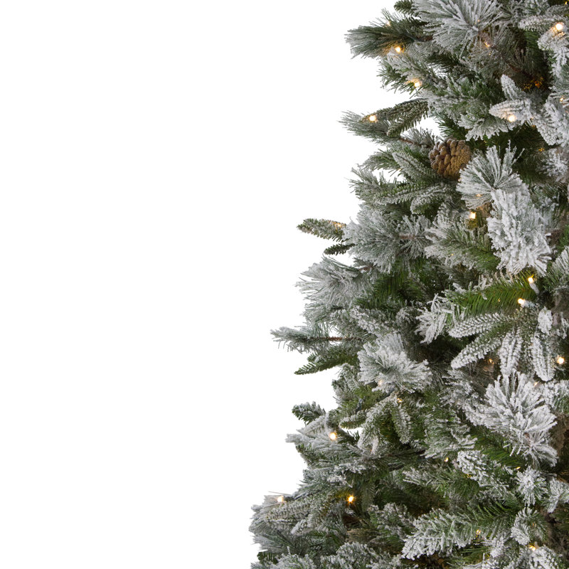6.5' Pre-Lit Led Flocked Mixed Colorado Pine Artificial Christmas Tree - Clear Lights, 9' H, Pre-Lit