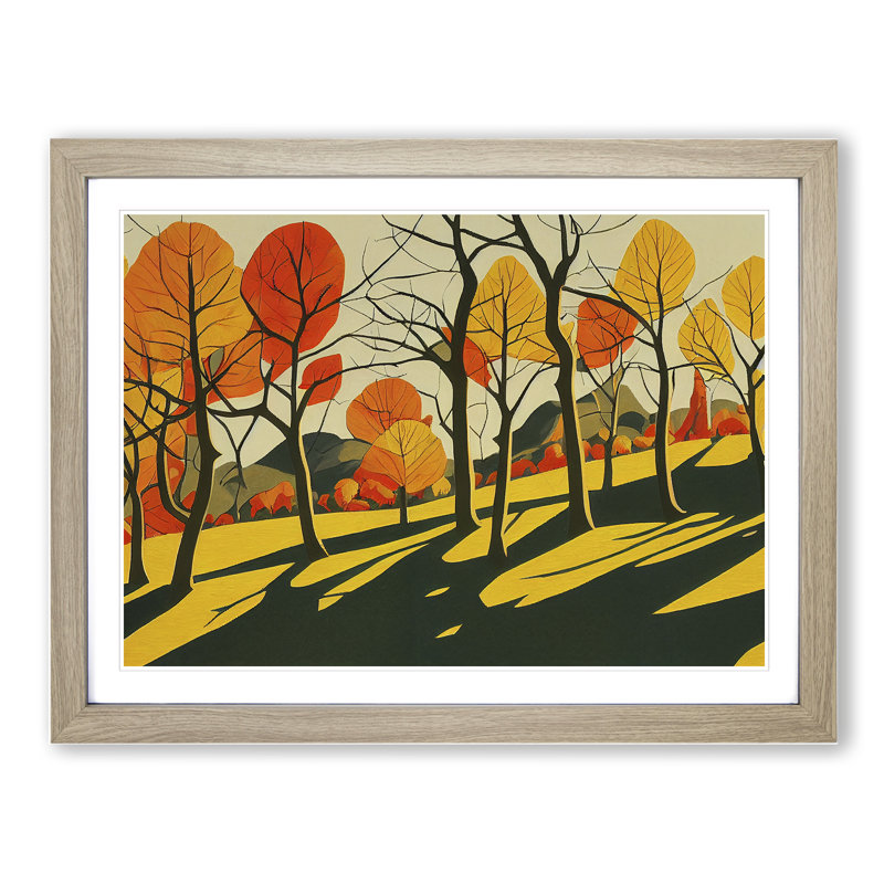 Serene Autumn Forest - Framed Print, 46cm H x 64cm W x 2cm D, Oak 