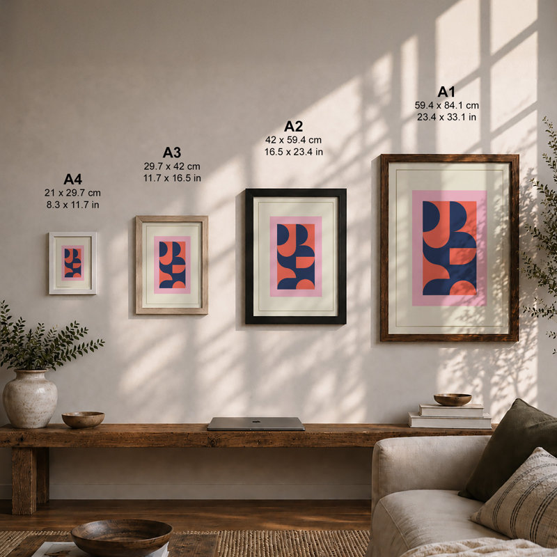 Curved Symmetry Geometric - Print, A1 - 84.1 x 59.4 cm, White