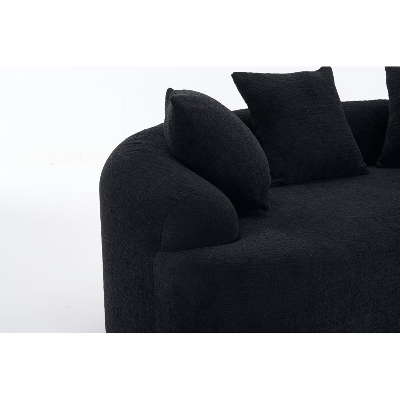 Curved Chenille Sectional Sofa, 25.6" H x 65" W x 39.4" D, 2