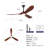 New Model 52 Inch Black Ceiling Fans With Lights And Remote Control,18W Led Light, 3 Solid Wood Blades, Reversible DC Motor For Bedroom Living Room