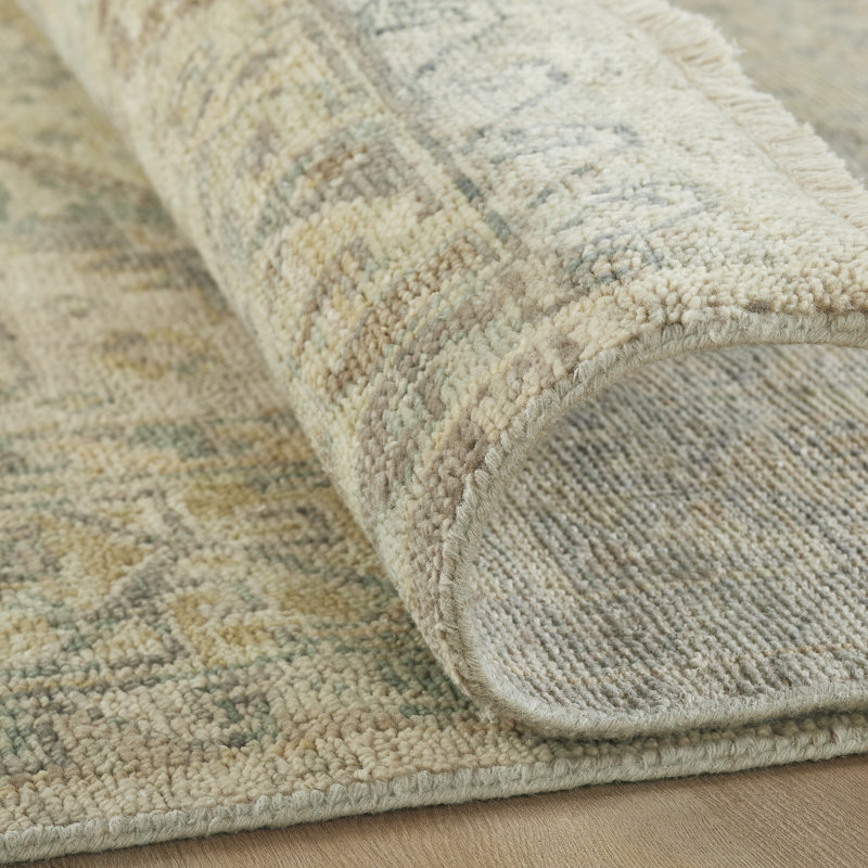 Amaris Sandstone Elegance Hand-Knotted Wool Area Rug, Rectangle 8' x 10'