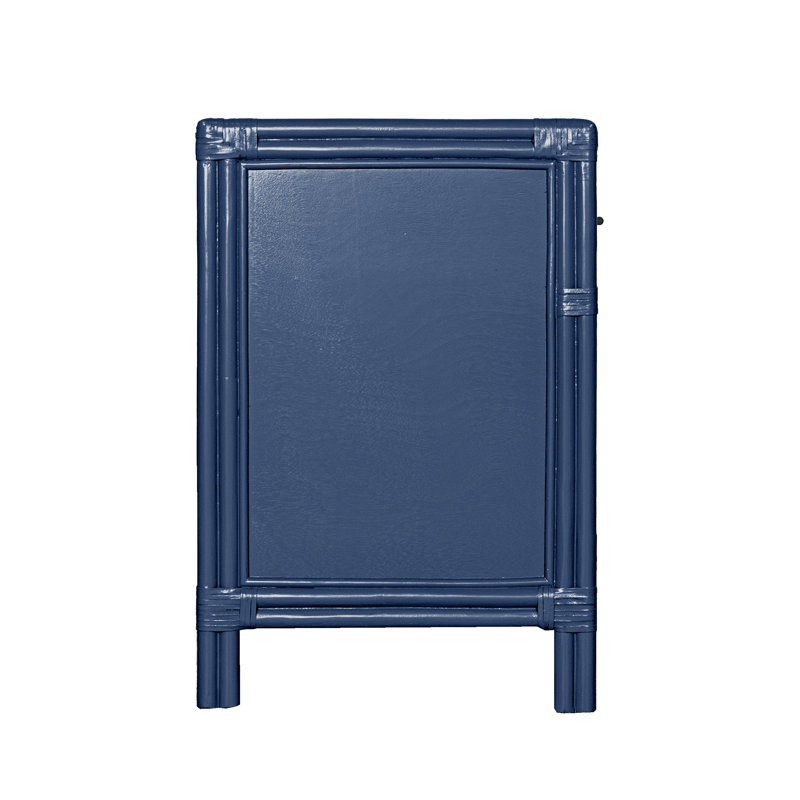 Clara Collection 1 - Drawer Rattan Nightstand, Navy