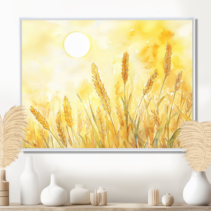 «Golden Field Of Dreams I» - impression murale prairies, 34" H x 44" W, Floater Framed Print without Mat, Blanc