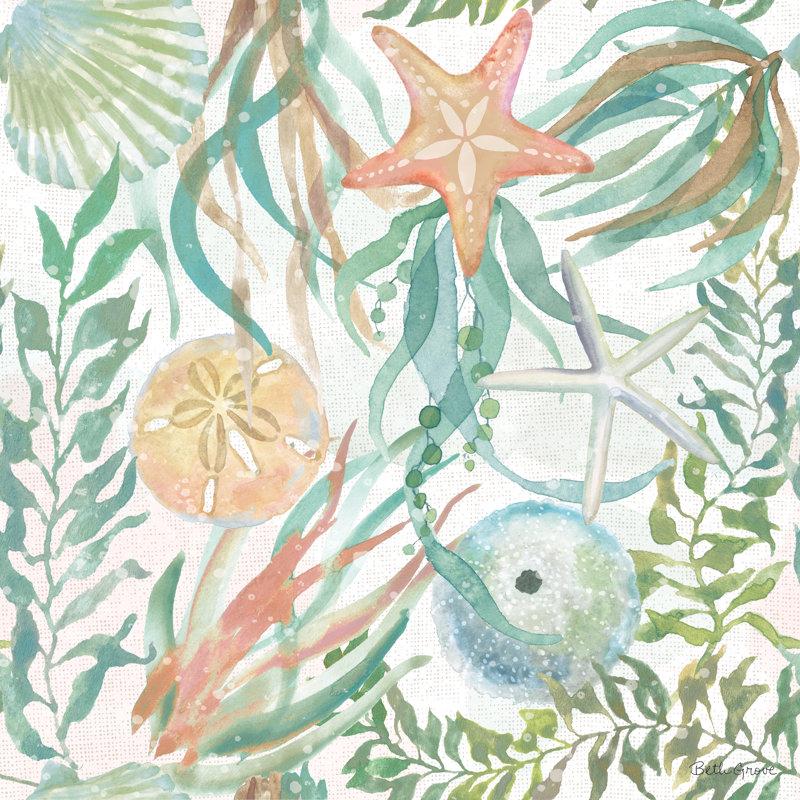 Motif de côte aquarelle II, H 12 po x l 12 po, Non, Toile tendue