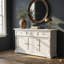 Table buffet à 3 tiroirs en bois d'acajou de 57,09 po Idiaquez