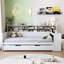Lit de jour en bois avec lit gigogne simple et rangement, options de rangement antique à finition blanche, pratique
