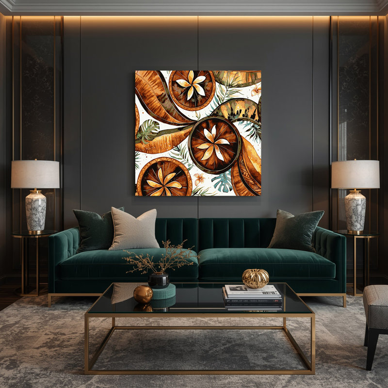 Art mural sur toile hawaïen, calebasse brune, H 16 po x l 16 po