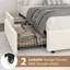 Base de lit simple avec lit à deux places avec tête de lit ronde et 2 tiroirs de rangement, lattes en bois, silencieux, sans sommier tapissier, beige-124683006-124683000