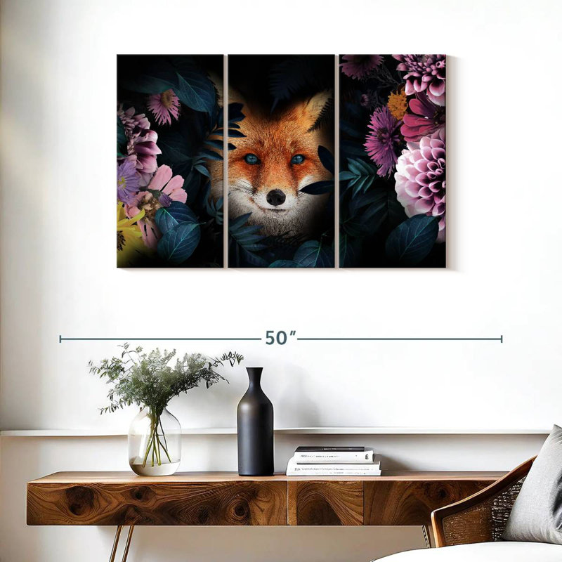 Brampt Floral Red Fox, 24" H x 38" W