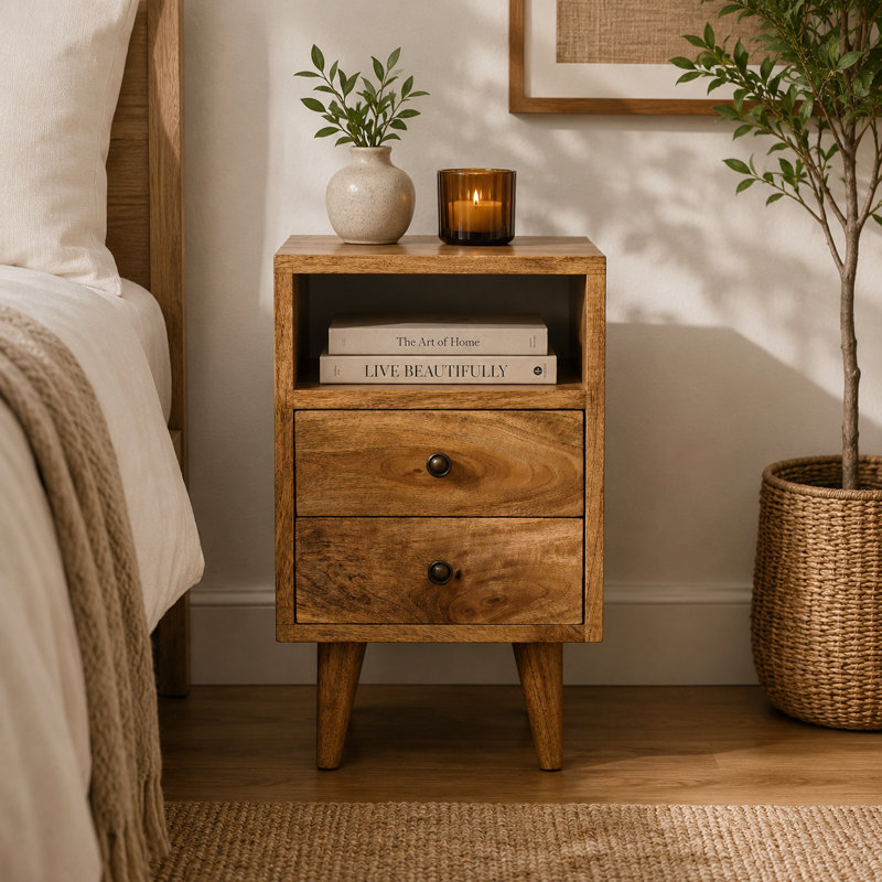 Wenner 30cm W Solid Wood Bedside Table