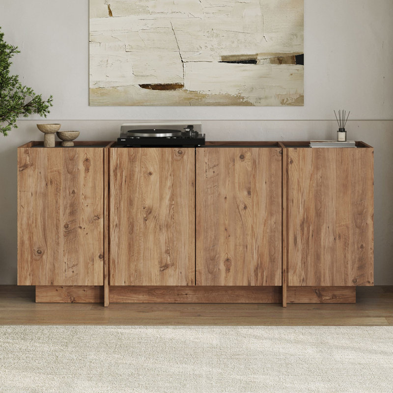 Stylish Console Table, Atlantic Pine & Anthracite, 70.9 x 31.5 x 17.7 inches | 100% Melamine Coated Particle Board, Thickness: 0.7 inches | Soft-Close Hinges, Multiple Shelves, Rustic Brown Finish, Perfect for Entryway & Living Room