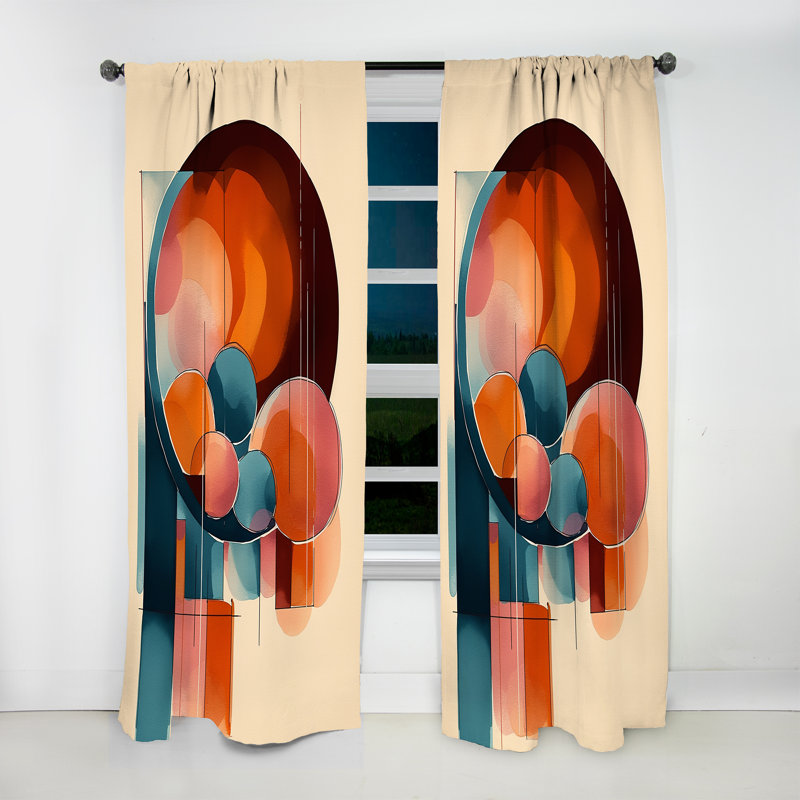 Kimbria - Formes abstraites et dessin au trait II - Rideau moderne - Velours obscurcissant - 1 panneau, L 52 po x L 90 po