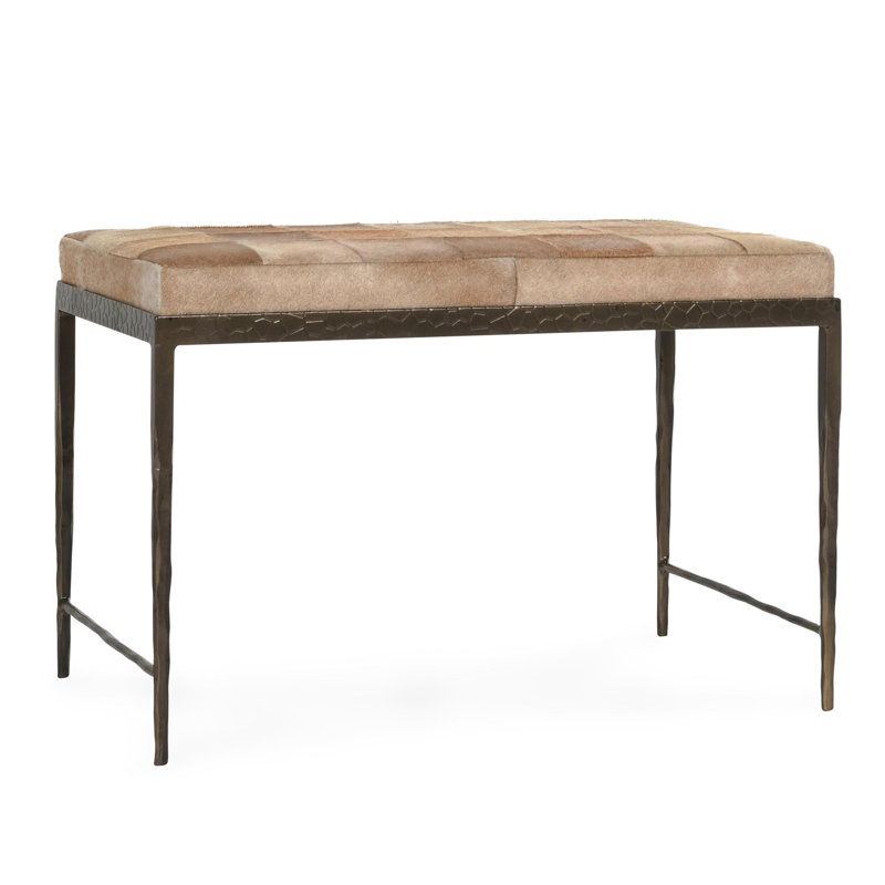 Achen Genuine Hide Bench, Blonde, 18.5" H x 28" W x 16" D