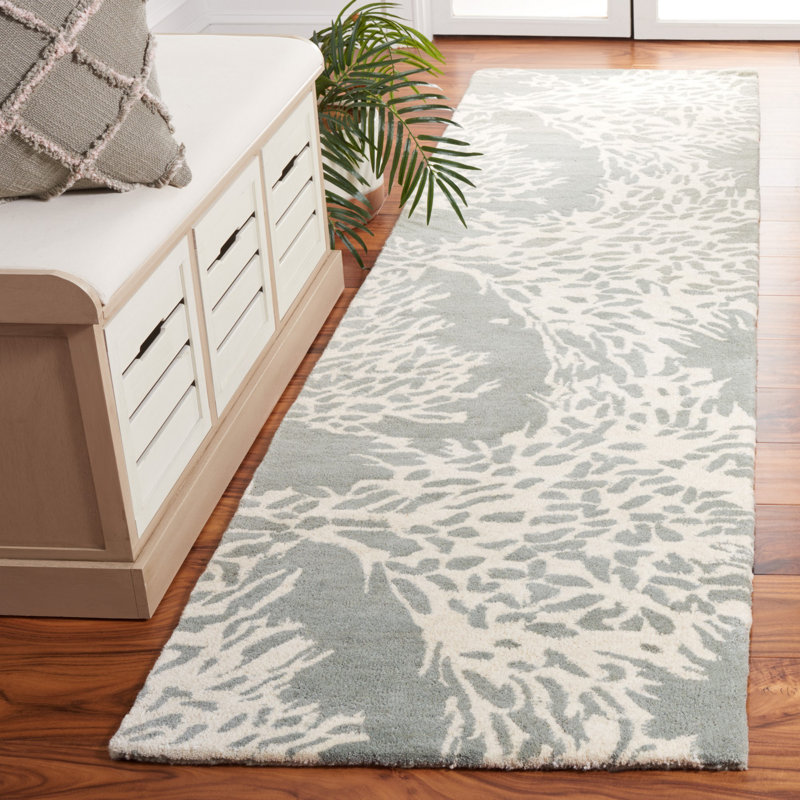 Tapis floral en laine touffeté à la main Wimborne, Tapis de couloir 2 pi 3 po x 9 pi