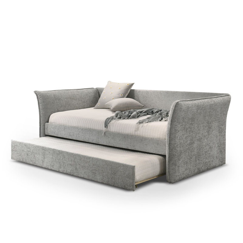 Kelling Upholstered Platform Daybed With Trundle, Gray