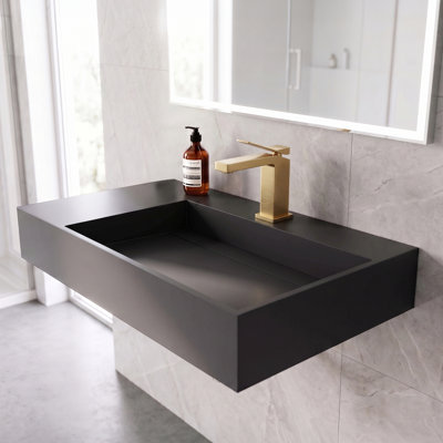 Juniper 30" Wall Mounted Bathroom Sink With Right Basin - Black