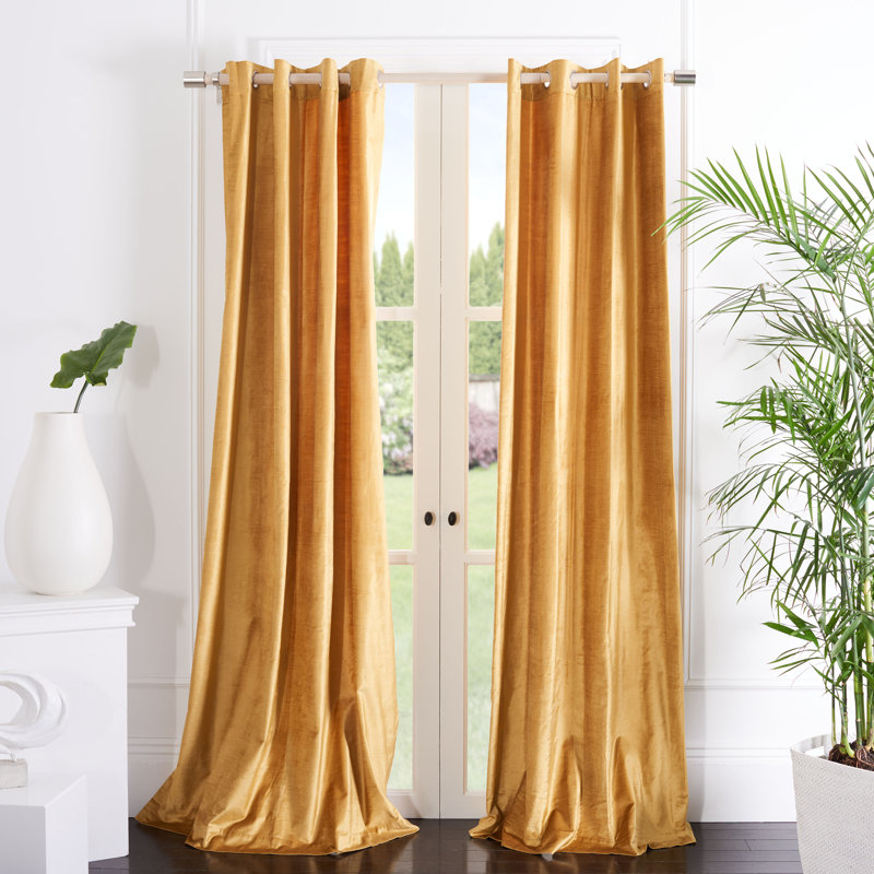Ida Room Darkening Curtain Single Panel, 52" W x 84" L, Golden