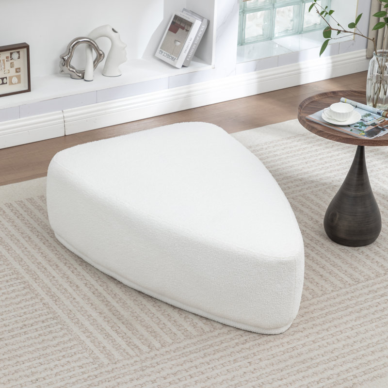 Sam Faux Fur Upholstered Ottoman, White