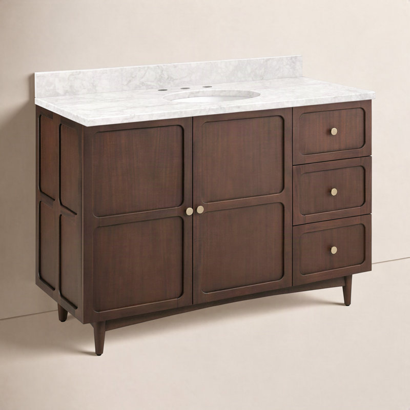 Delavan 48" Single Bathroom Vanity, Carrara Marble