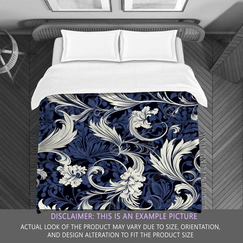 Polyester Comforter, Blue/White Floral, Twin Extra Long Comforter