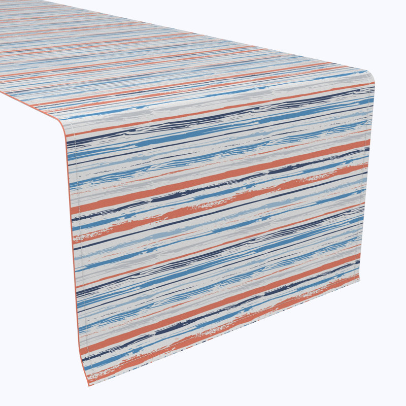 Table Runner, 100% Cotton, 16X108", Summer Brush Stroke Stripe, 108" L x 16" W