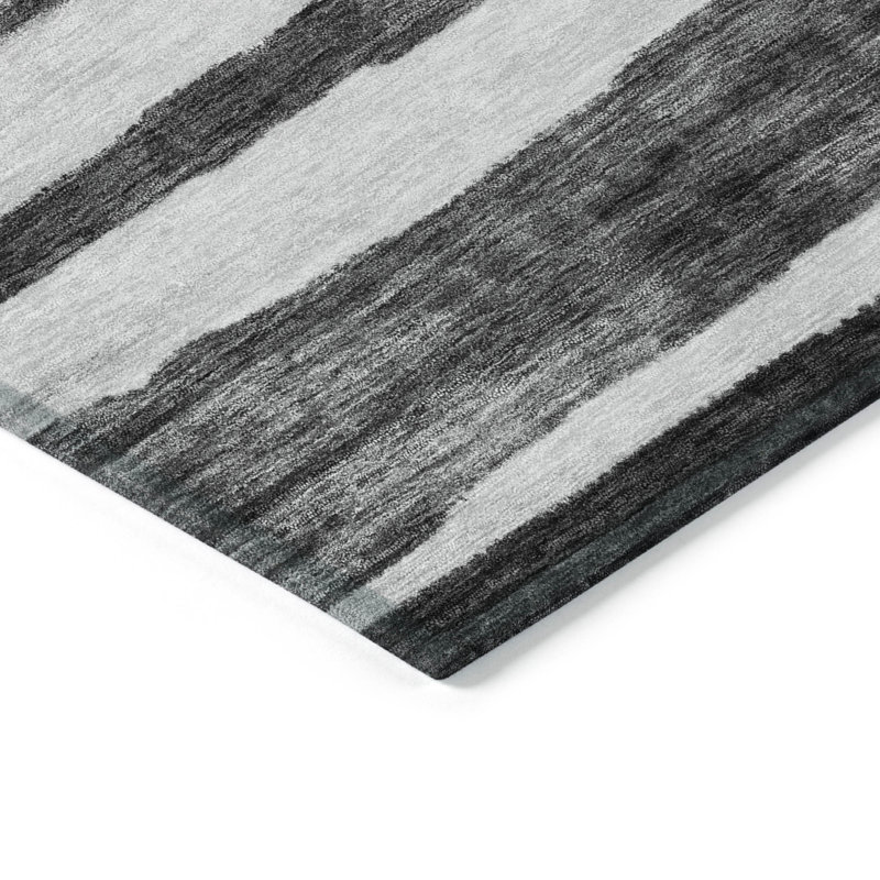 Machine Washable Indoor/Outdoor Cicel ACN1191 Charcoal Rug, Runner 2'3" x 7'6"