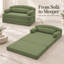 Canapé-lit pliable en velours côtelé, 2 en 1, gain de place, gris-vert-1960081659
