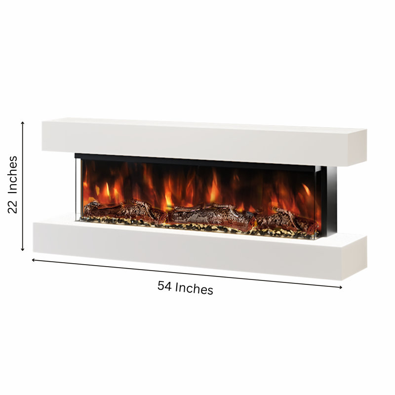 Studio 5 - 62-Inch Wall Mounted Electric Fireplace | Fully Assembled | 3-Sided Panoramic Flame | Remote Control | LED Side Lights
