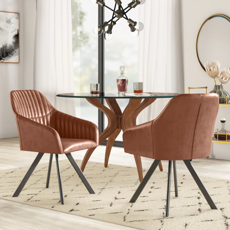 Rylee 18'' H Faux Leather Upholstered Armchair, Charcoal
