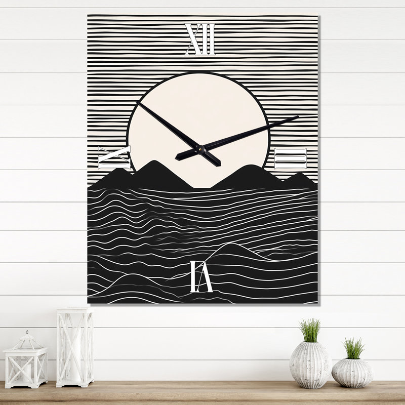 Horloge murale Simple Horizon I - formes abstraites surdimensionnée, Petit