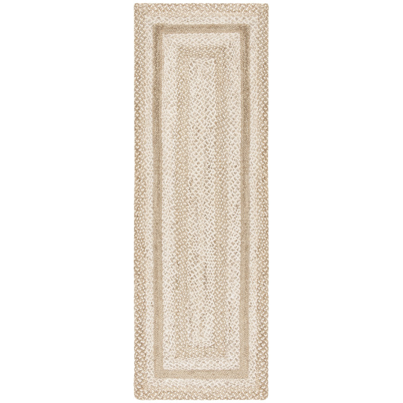 Vincent Natural Fiber Hand Woven Jute And Cotton With Latex Solid Color Rug, Runner 2'6" x 10'