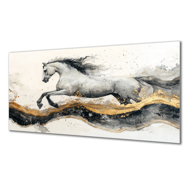 «Dark Spirit of the Stallion Horse II», impression d'art mural en métal moderne, H 28 po x l 60 po