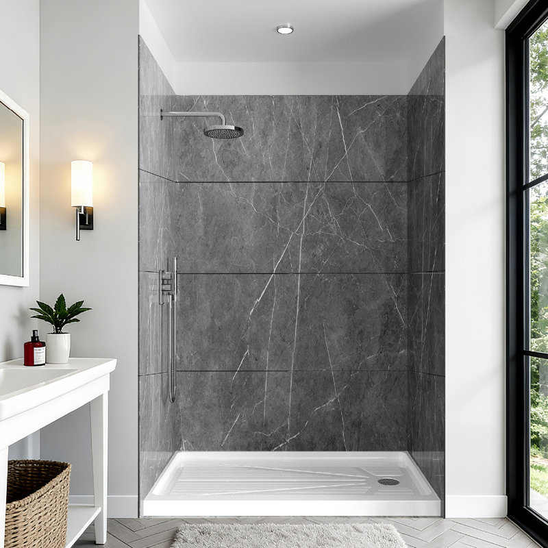 36" W x 96" H 12-Piece Acrylic Shower & Tub Wall Panel, Quick Install & Cuttable, 1/8" (2.8mm) Thickened