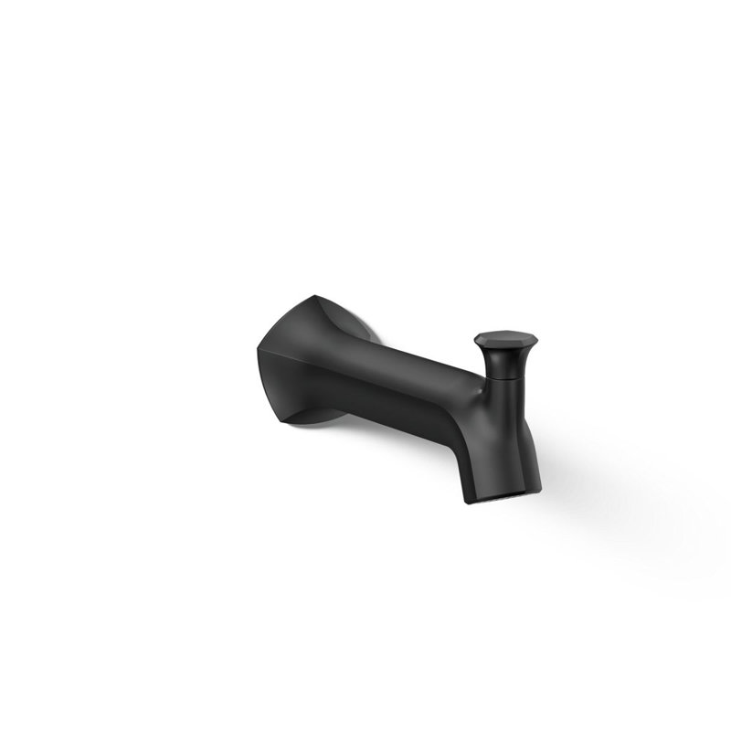 Wall-Mount 8 In. Diverter Bath Spout With Straight Design, Matte Black