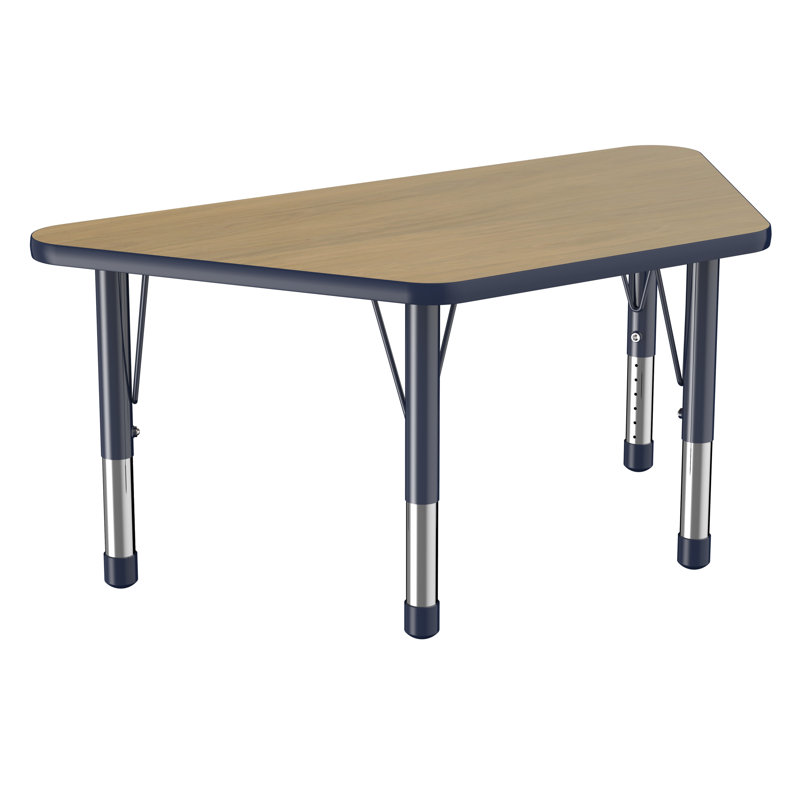 Table d'activité à hauteur ajustable en forme de trapèze, Érable / érable / noir, Chunky, 30" x 60"