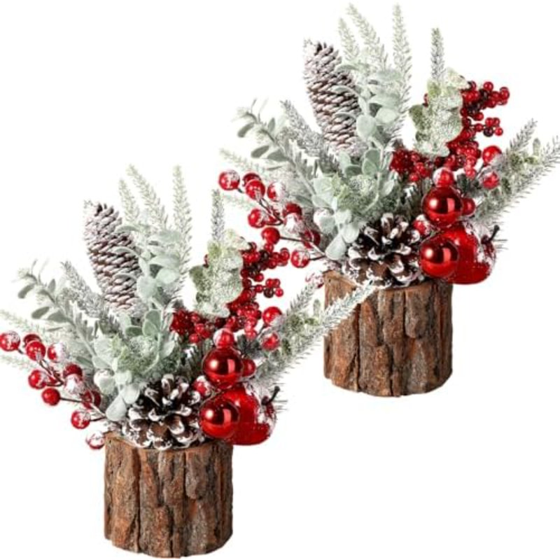 Petit arbre de Noël avec ornements de Noël, pomme de pin, arbre de Noël artificiel de table pour les décorations de Noël, 2