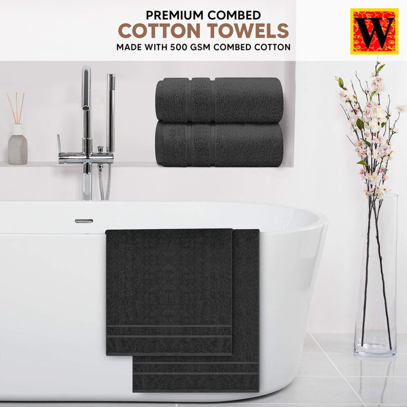 Maryori Cotton Bath Towels 70x140, Charcoal