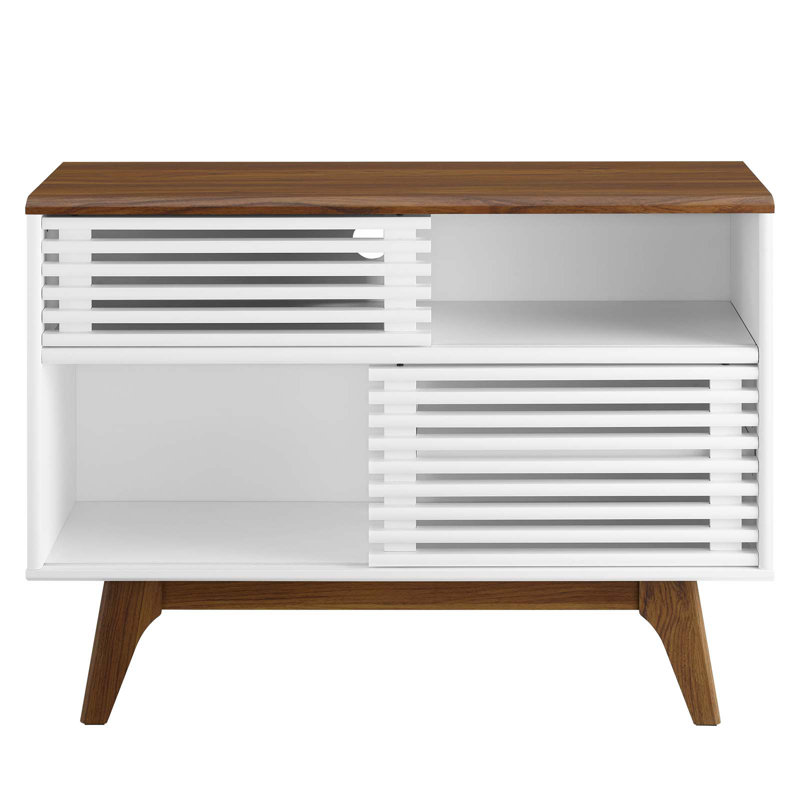Render Two-Tier Display Stand, Walnut/White