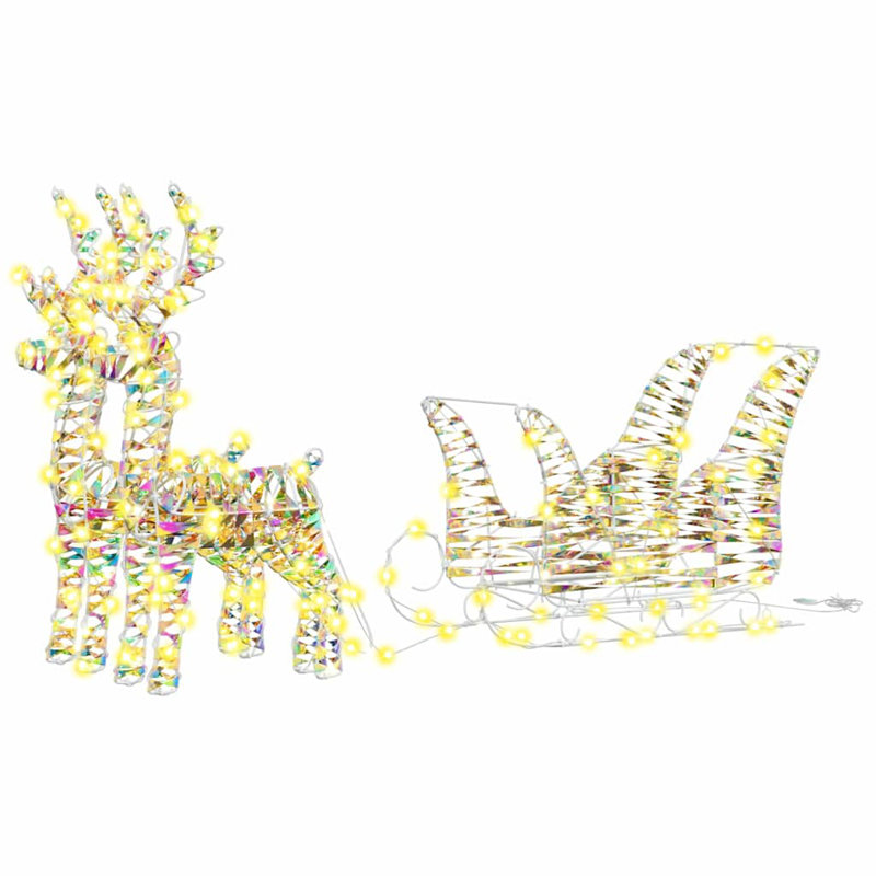  Reindeer Pull Sleigh Warm White 30 X 12 X 54.5 Cm PET